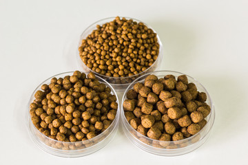 Fish feed isolated background