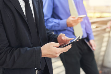 Businessman using mobile smart phone.Concept of business, technology, social media etc.