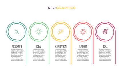 Business infographics. Presentation with 5 options, sections.