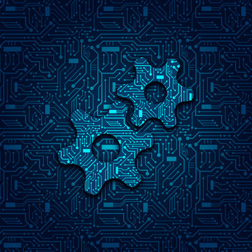 COGS / GEARS Concept on Circuit Board background