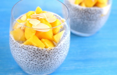 Coconut mango Chia seed pudding, vitamin breakfast