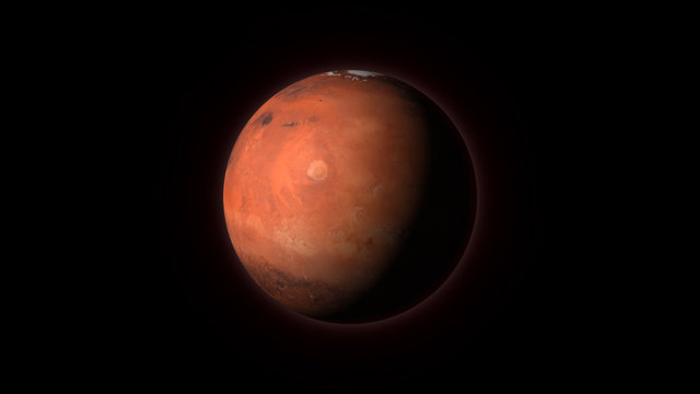 Planet Mars on a black background