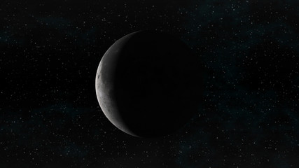 Moon in waning crescent phase on a background of stars