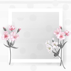 Greeting card with Alstroemeria can be used as invitation card for wedding, birthday and other holiday and summer background. Vector illustration.