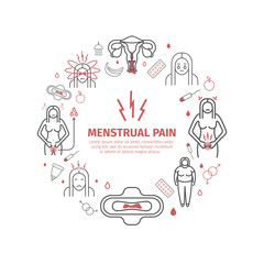 Menstrual pain. Line banner.