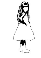 Silhouette of little girl posing dress vector