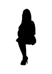 Silhouette of a girl sitting posing vector black.