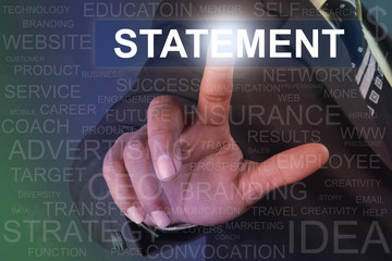 Businessman touching statement button on virtual screen