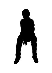 Silhouette of a boy sitting relaxed vector black