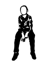 Silhouette of a boy sitting relaxed vector