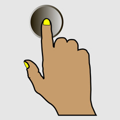 Obraz premium the hand pushing the round button