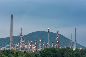 Fototapeta na wymiar Oil Refinery factory Petroleum at twilight sunset
