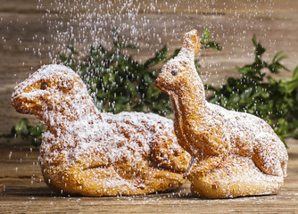 Easter lamb and rabbity sprinkled with powdered sugar