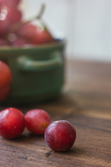 Fresh grapes on wooden table