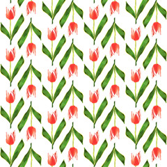 Seamless pattern. Low poly flower tulip. Vector background.