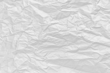 White crumpled paper background and texture, Wrinkled creased paper white abstract