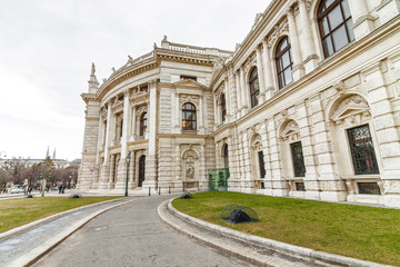 Fototapeta na wymiar Cloudy view of historic Burgtheater (Imperial Court Theatre) in Vienna, Austria