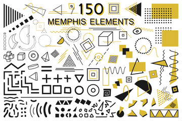 Collection of memphis elements. Fashion 80-90s.