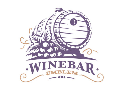 Wine barrel logo - vector illustration, emblem design on white background