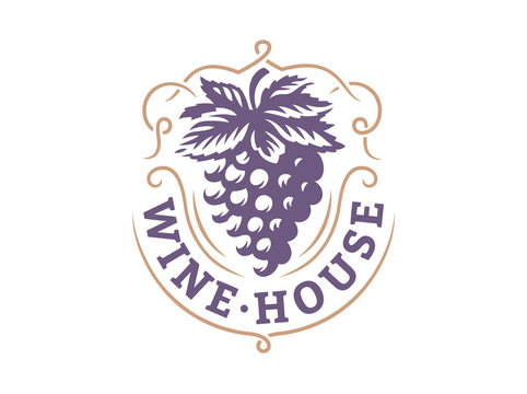 Grape logo - vector illustration, emblem design on white background