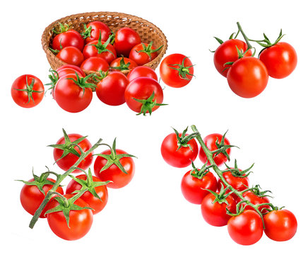 Cherry tomatoes isolated on a white