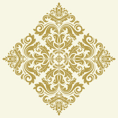 Oriental vector golden pattern with arabesques and floral elements. Traditional classic ornament. Vintage pattern with arabesques