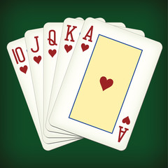 Royal Flush of hearts - playing cards vector illustration