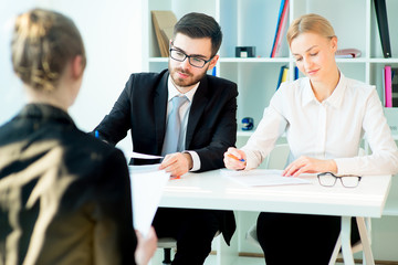 Young woman on a job interview