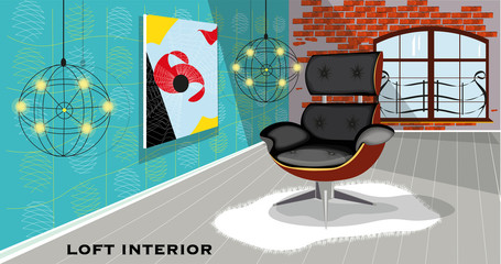 vector illustration with a beautiful loft interior © Elena Khomyakova