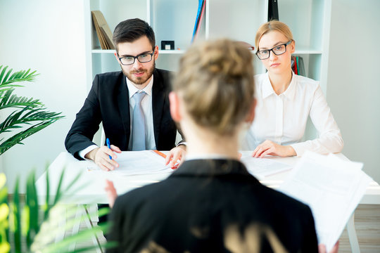 Young woman on a job interview