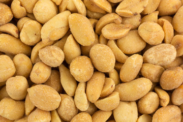 Fototapeta na wymiar Close view of barbecue flavored peanuts.