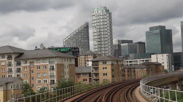 Beckton to Tower Hill station by train in London, United Kingdom