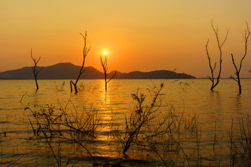 Sunset in Bang Phra reservoir , Chon Buri , Thailand