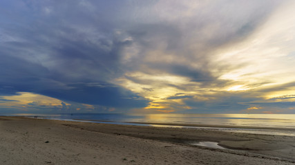 Scenery in the morning of Pranburi beach , Pranburi district ,  Prachuap Khiri Khan Province, Thailand