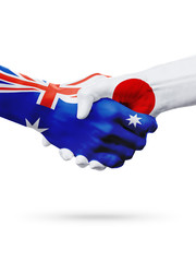 Flags Australia, Japan countries, partnership friendship, national sports team