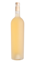 white wine in etched bottle without label