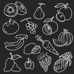 white fruit line draw abstract vector set design