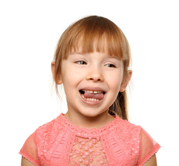 Cute little girl on white background