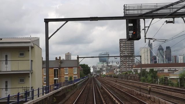 Beckton to Tower Hill station by train in London, United Kingdom