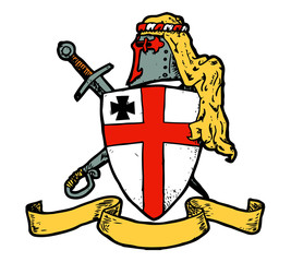 Templar shield with weapons