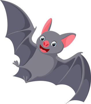 Happy flying bat cartoon 