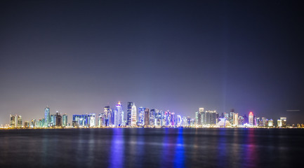 Fototapeta na wymiar Doha skyline at night, Qatar, Middle East