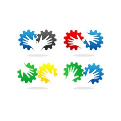 gear hand vector logo