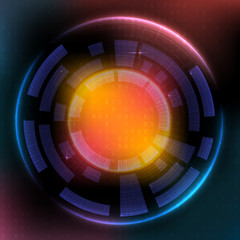 Abstraction digital blue with colored lights vector background