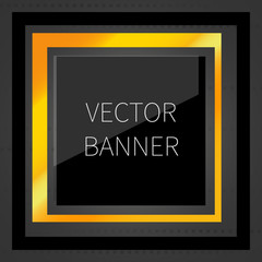 Golden frame, Shining square banner. Vector illustration