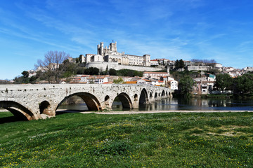 paysage  ancien pont et cathédrale