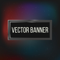 Rectangle vector banner white metal frame on a dark background. Vector