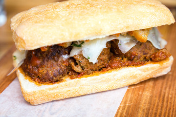 Meatball Sandwich on Ciabatta Bread