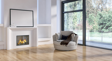 Modern living room. 3D rendering