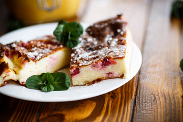 Cottage cheese casserole with berries
